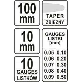 Измерительные щупы YATO 100мм, 10шт, 0,05-0,5мм YT-7222 (артикул 15744804) – фото 2
