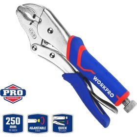 Зажимные клещи WORKPRO 250 мм, 10 дюймов, CR-V, с изогнутыми губками WP231074 (артикул 25973651) – фото 2