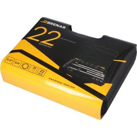 Набор торцевых головок BRENAR 22шт, 1/2"", 12-гранные, 8-32мм BRKNAS022 (артикул 26146943) – фото 3
