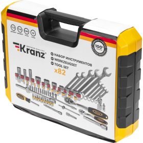 Набор инструментов KRANZ 1/2"", 1/4"", CRV, пластиковый кейс, 82 предмета KR-66-6682 (артикул 28479830) – фото 11