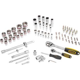 Набор инструментов KRANZ 1/2"", 1/4"", CRV, пластиковый кейс, 94 предмета KR-66-6694 (артикул 28479842) – фото 2