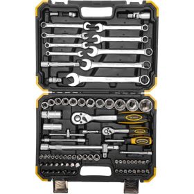 Набор инструментов KRANZ 1/2"", 1/4"", CRV, пластиковый кейс, 82 предмета KR-66-6682 (артикул 28479830) – фото 3
