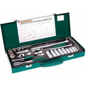 Набор стандартных и глубоких торцевых головок 1/4" и 3/8"DR 4-24 мм Jonnesway S04H3157S (артикул 13938503) – фото 2
