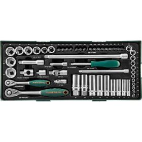 Набор стандартных и глубоких торцевых головок 1/4" и 3/8"DR 4-24 мм Jonnesway S04H3157S (артикул 13938503) – фото 3