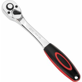 Ключ-трещотка DELI DL2422 3/8"" 200 мм, двухкомпонентная рукоять, 72 зуба, шестерня Cr-Mo, быстросъемная 104475 (артикул 23753121) – фото 1