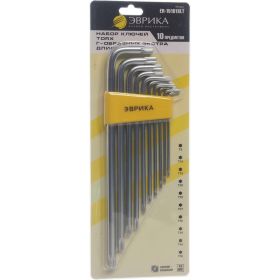 Набор ключей TORX Г-образных экстра длинных T9-T50 10 предметов ЭВРИКА ER-15101XLT (артикул 15995828) – фото 1