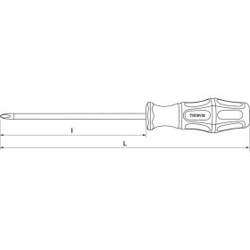 Крестовая отвертка THORVIK SDP2100 PHILLIPS PH2x100 мм 52152 (артикул 15616574) – фото 2
