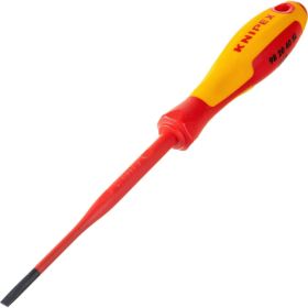 Отвертка KNIPEX SL4.0x0.8 шлицевая тонкая VDE, L лезвия 100 мм, 1000V, 2-комп. рук-ка KN-982040SL (артикул 15723439) – фото 2
