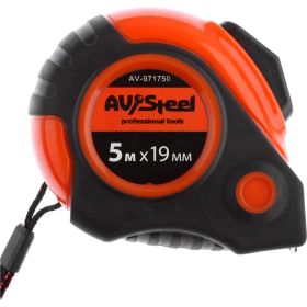 Рулетка обрезиненный корпус 5мх19мм с автостопом AV Steel AV-971750 (артикул 15860017) – фото 3