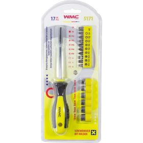 Отвертка-битодержатель с комплектом бит и головок WMC TOOLS 17пр. WMC-5171 (артикул 27099032) – фото 1