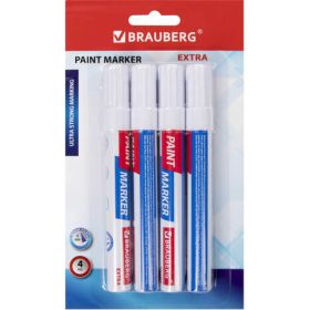 Лаковый маркер-краска BRAUBERG EXTRA paint marker 4 мм, БЕЛЫЕ, НАБОР 4 шт., 152000 (артикул 16729676) – фото 1