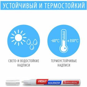 Лаковый маркер-краска BRAUBERG EXTRA paint marker 4 мм, БЕЛЫЕ, НАБОР 4 шт., 152000 (артикул 16729676) – фото 5