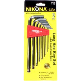 Набор шестигранных ключей NIKONA с шаровым окончанием, 9шт, 1.5-10мм 04-939 (артикул 16230381) – фото 1
