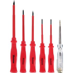 Набор отверток ЕРМАК 6шт диэлектрические (SL5.5*125,SL4*100,PH1*100,SL3*75,PH0*75,тестер 140мм) 651-064 (артикул 20568658) – фото 1