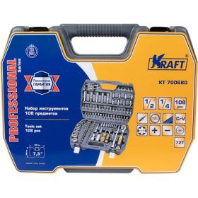 Набор инструмента 1/2 Dr и 1/4 Dr 108 предметов с 12 гранными головками KRAFT KT 700680 (артикул 15966155) – фото 12