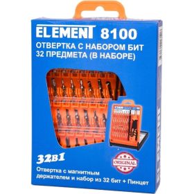 Отвертка с набором бит ELEMENT 8100 32 предмета в наборе 18877 (артикул 28651352) – фото 7