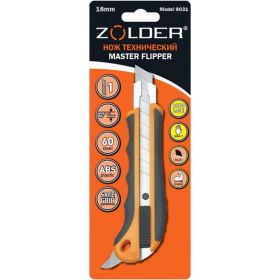 Нож ZOLDER Master Flipper с сегментированным лезвием, 18 мм, неострый доп. выступ 9031 (артикул 16473994) – фото 1