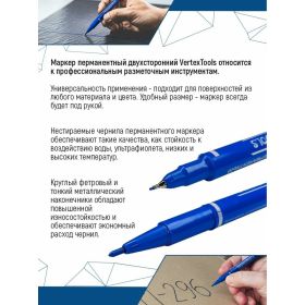 Строительный маркер vertextools синий, двухсторонний 00010-03 (артикул 18266179) – фото 4