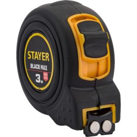 Рулетка Stayer BlackMax 3м / 16мм в ударостойком полностью обрезиненном корпусе и двумя фиксаторами 3410-03_z02 (артикул 16043695) – фото 2