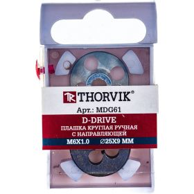 Круглая ручная плашка с направляющей в наборе М6х1.0, HSS, Ф25х9 мм Thorvik D-DRIVE MDG61 52862 (артикул 16013483) – фото 1