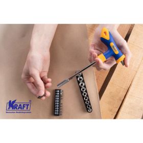Т-образная отвертка с битами и головками 20 предметов KRAFT KT 701039 (артикул 15966222) – фото 4