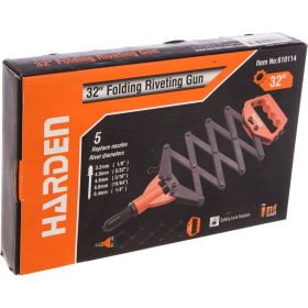 Заклепочник Harden 800 мм, гармошка, усиленный, CR-MO, заклепки 3,2-4,0-4,8-6,4 мм 610114 (артикул 16304497) – фото 6
