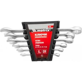 Набор ключей комбинированных, 6 - 17 мм, 6 шт., CrV, матовый хром MATRIX 15402 (артикул 15382594) – фото 3