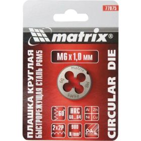 Плашка М6х1.0 мм MATRIX 77075 (артикул 13947478) – фото 1