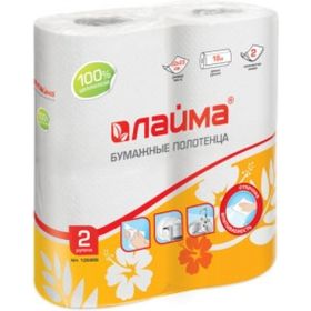 Бумажные полотенца ЛАЙМА белые, 2 слоя, 2 рулона, 22х23см 126906 (артикул 16047998) – фото 1
