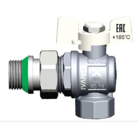 Шаровой кран IVANCI Superior угловой с разъемным соединением и стопорным кольцом, белая ручка-бабочка, вн.-на.рез.3/4" IVC.100228.N.24 (артикул 16436085) – фото 1