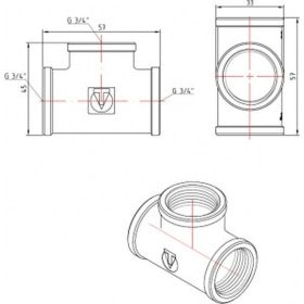 Тройник Valtec 3/4" внутренний-внутренний-внутренний VTr.130.N.0005 (артикул 15622060) – фото 1