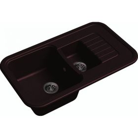 Мойка EWIGSTEIN Antik 60KF кварц, 1.5-чаши+крыло, 860х510 мм, шоколад A-60KF (артикул 16220100) – фото 1