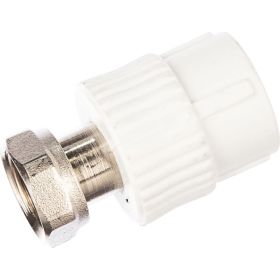 Муфта с накидной гайкой PRO AQUA PP-R белая d-20 мм 1/2" PA29008b (артикул 15791729) – фото 1