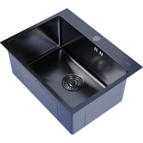 Настольная мойка MIXLINE PRO 60x45, 3 мм, выпуск 3 1/2, 22 см, с сифоном, черный графит 547236 (артикул 20390842) – фото 1