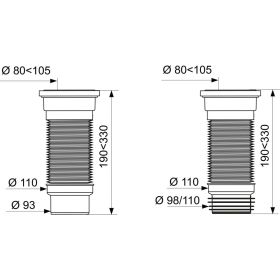 Труба для унитаза Wirquin PUSH-FIT гофр., армир., L190-330 мм, D110 мм 70984969 (артикул 22118877) – фото 1