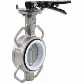 Дисковый затвор DN.ru 316L-316L-PTFE Ду80 Ру16, нержавеющая сталь, PTFE, с ручкой D050-01751 (артикул 18080743) – фото 1