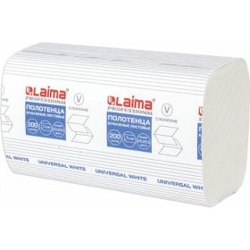 Бумажные полотенца ЛАЙМА H3 UNIVERSAL WHITE 200 шт, 1 слой, белые, 230x205 мм, 15 пачек, V-сложение 111342 (артикул 16424616) – фото 1