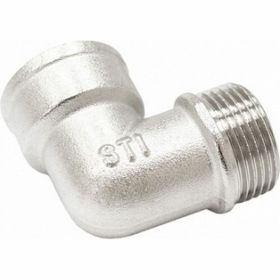 Угольник STI латунный Ду20 (3/4") Ру16 ВР/НР никелированный D270-05015 (артикул 22002604) – фото 1
