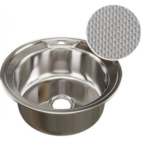 Мойка mixline круглая, 49х49х18 см, 0.8, выпуск 3 1/2, с сифоном, декор 532306 (артикул 16616342) – фото 1