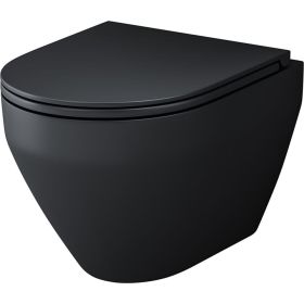 Подвесной унитаз AM.PM Spirit V2.0 FlashClean с сиденьем микролифт, черный матовый C701700MBSC (артикул 23653515) – фото 1