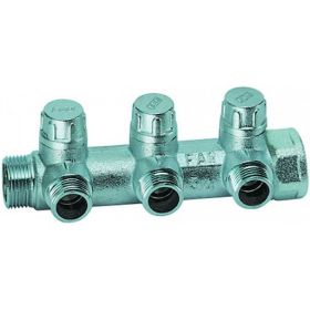 Запорный коллектор с 3 отводами FAR 1" ВР-НР М24х19 FK 3900 C1 (артикул 15785703) – фото 1