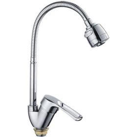 Смеситель для кухни FRAP F43701-B гибкий излив, гайка 535451 (артикул 16613684) – фото 1