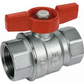 Шаровой кран Giacomini, R851, 1 1/4, ВВ, ручка-бабочка красная, хромированный R851X026 (артикул 22253457) – фото 1