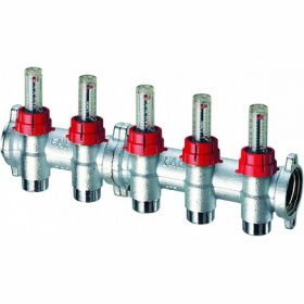 Запорный коллектор с расходомероми FAR 1" 3 отвода 3/4" EUROKONUS FK 3980 13403 (артикул 15785685) – фото 1