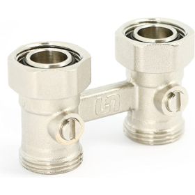 Прямой узел Uni-Fitt НВ 3/4""ЕК х 3/4""ЕК радиаторный, со встроенными кранами, 2-трубная система 192N3300 (артикул 16858171) – фото 1