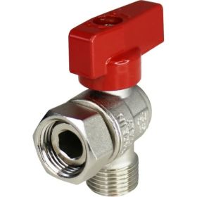 Шаровой кран ELSEN угловой, 1/2"", 1/2"", НВ, ручка-флажок красная, с накидной гайкой EV95.1212 (артикул 21915874) – фото 1