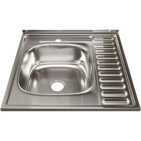 Мойка mixline 60х60х18 см, 0.8, левый выпуск 3 1/2, с сифоном 528018 (артикул 16616132) – фото 1