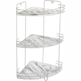 Угловая полка Raindrops White 3-х ярусная, с пластиковой вставкой, мрамор W6746-3AM (артикул 17244930) – фото 1