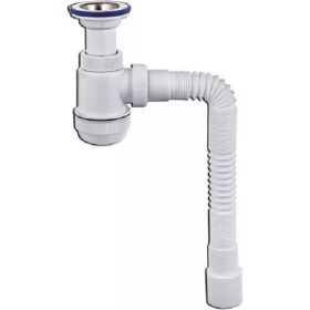 Сифон VIRPLAST ""МИНИ Элит"" 1.1/2 литой выпуск, нерж.чашка 63 мм и гофрой 40/50 L800мм арт.678 100313 (артикул 22776699) – фото 1