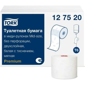 Туалетная бумага Tork Premium в компактных рулонах, мягкая, Т6, 27 рулонов 127520 21667 (артикул 16126207) – фото 1